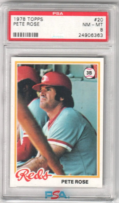 PSA-graded 1978 Topps Pete Rose card in case from Columbia Hobby with box free shipping