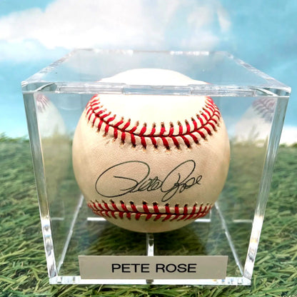 Pete Rose Signed Baseball in Clear Display Case with JSA Authentication