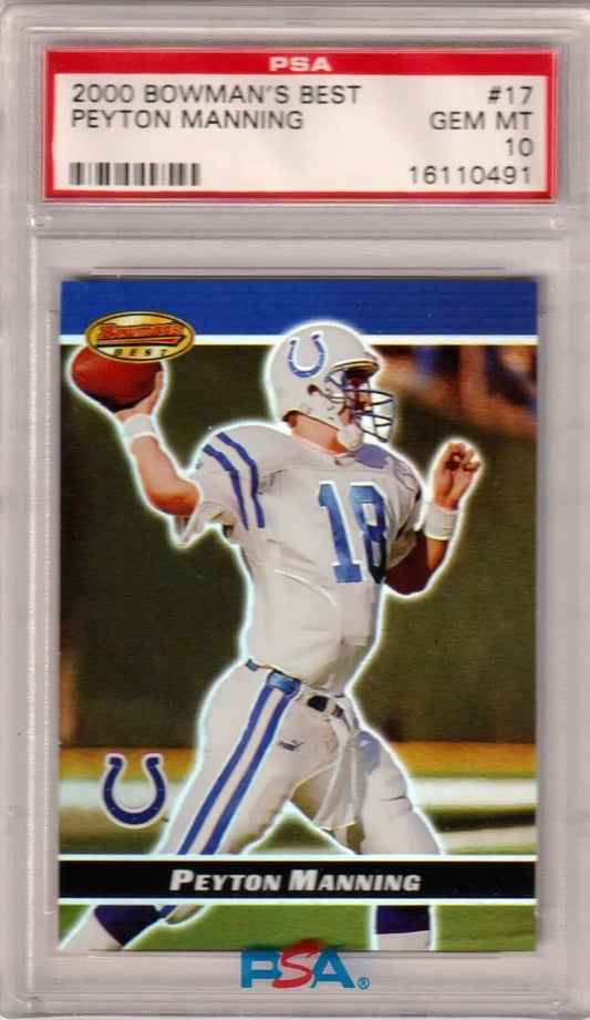 PSA-graded 2000 Bowman’s Best Peyton Manning Colts card - single cards with box free shipping