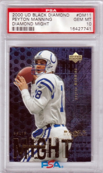 PSA-graded 2000 Upper Deck Black Diamond Peyton Manning football card for sale at Columbia Hobby