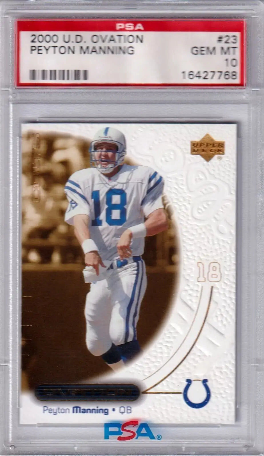 PSA 10 Gem Mint 2000 Upper Deck Ovation Peyton Manning Card Colts Single Cards Columbia Hobby