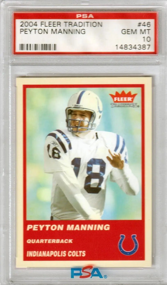 PSA-graded 2004 Fleer Tradition Peyton Manning Colts football card, box free shipping