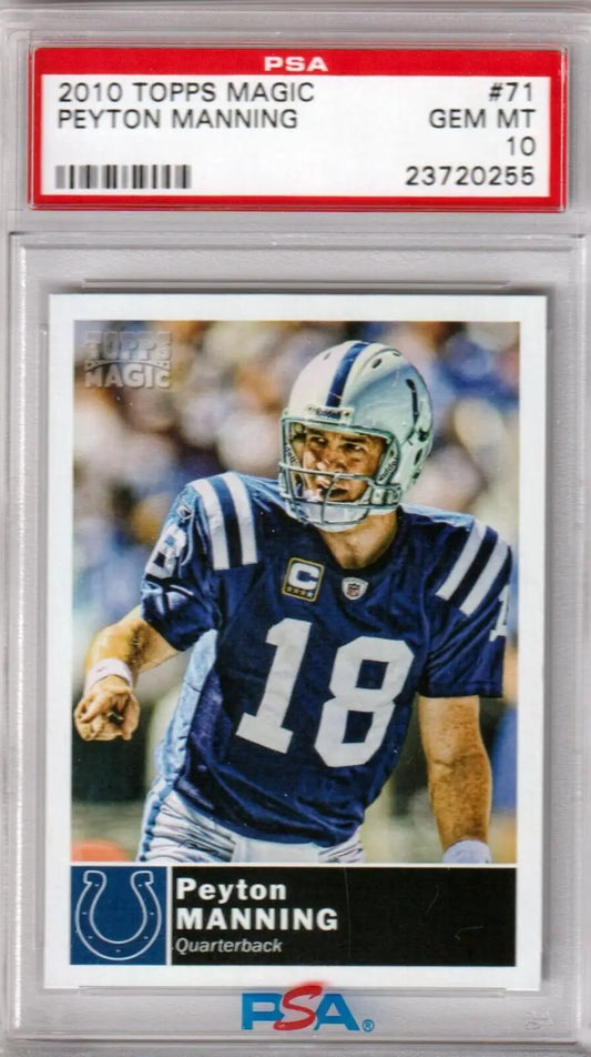 PSA-graded 2010 Topps Magic Peyton Manning Colts football card available at Columbia Hobby