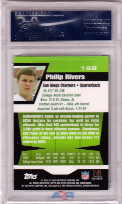 PHILIP RIVERS 2004 Topps Pristine RC #129 in protective case, part of Columbia Hobby single cards