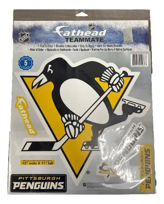 Pittsburgh Penguins NHL logo decal for dry wall featuring a skating penguin design