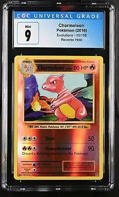 CGC-graded Pokémon Charmeleon #10/108 trading card in English, CGC 9, 2016 Evolutions