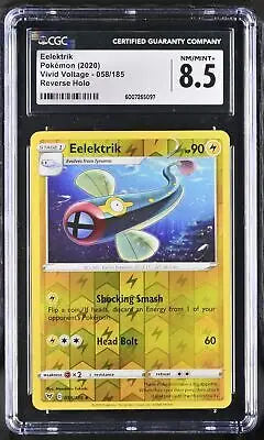 Graded Pokémon Eelektrik card from English CGC 2020 Vivid Voltage set in 8.5 condition