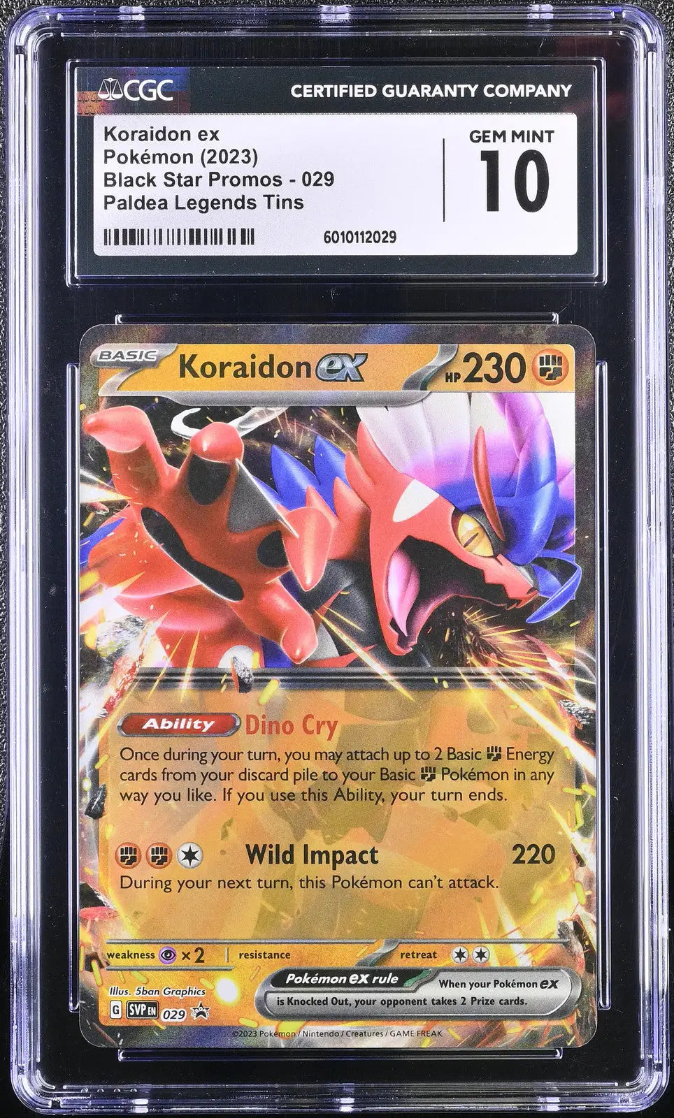 Graded Koraidon ex Pokémon card English CGC 10 from 2023 Black Star Promos