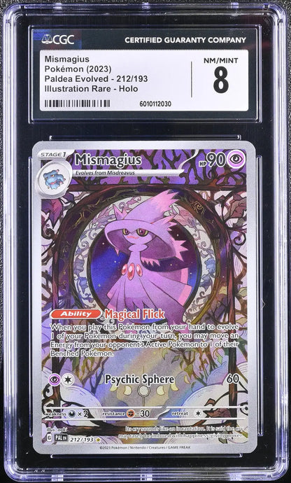 Graded Pokémon Mismagius #212/193 English CGC 8 from Paldea Evolved set