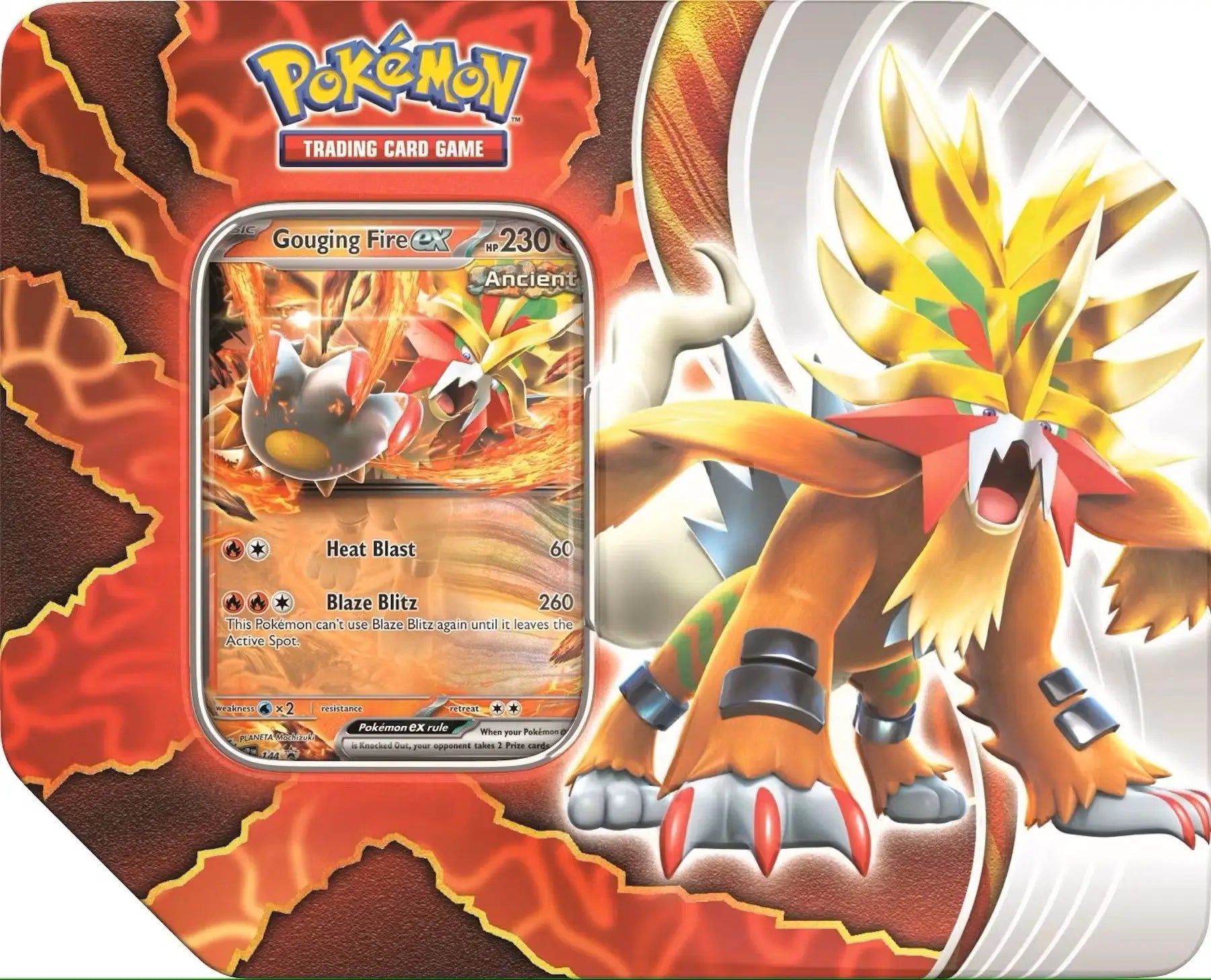 Groudon Pokemon TCG card with vibrant energy in Paradox Destinies Tin