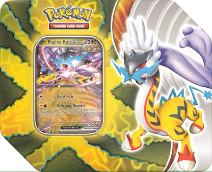 Raging Bolt EX Raikou card from the Pokémon TCG Paradox Destinies Tin