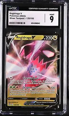 CGC-graded Pokémon Regidrago V card from Silver Tempest, English CGC 9, 2022