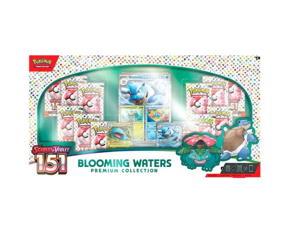 Pokémon Blooming Waters Premium Collection Box featuring Pokémon TCG foil cards