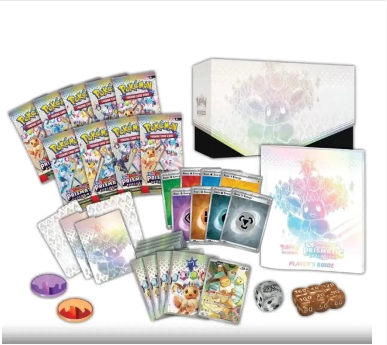 Pokemon trading card game collection with Booster Packs in Violet Prismatic Evolutions Binder