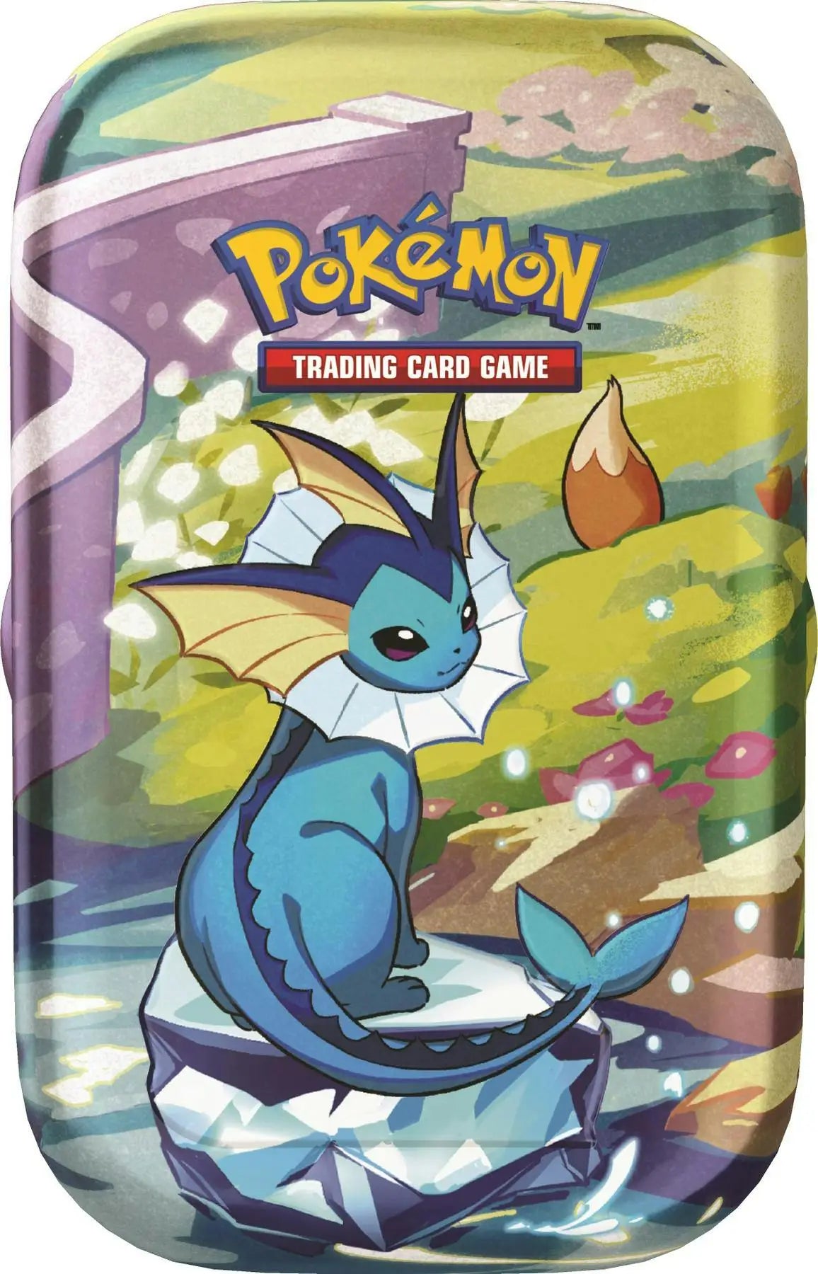 Pokémon TCG Scarlet & Violet Prismatic Evolutions Mini Tin with Vaporeon artwork