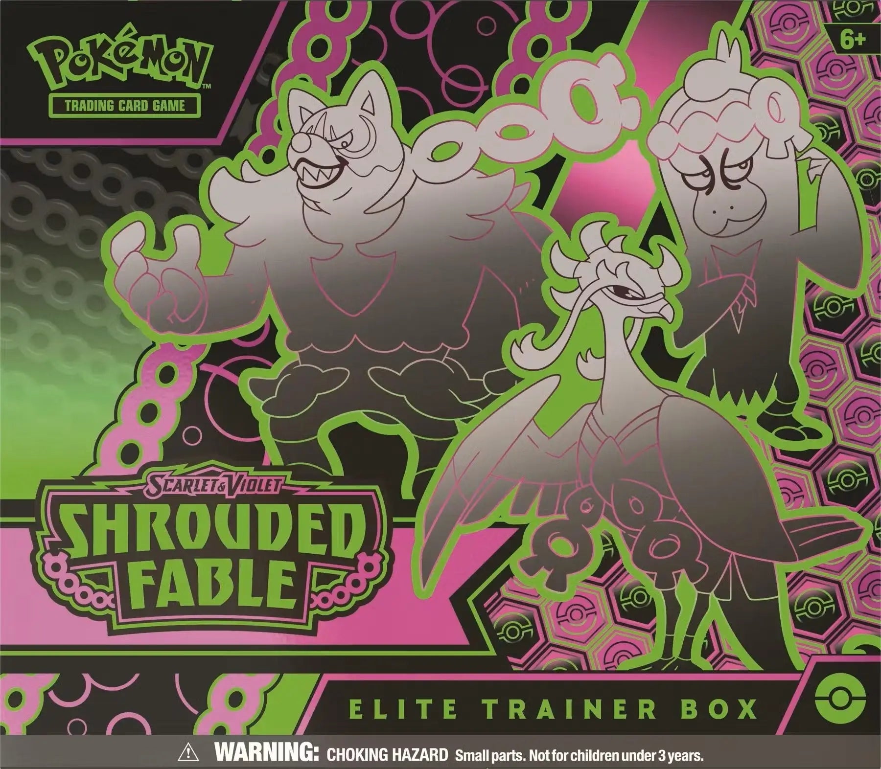 Pokemon Scarlet & Violet Shrouded Fable Elite Trainer Box with ghost-type silhouettes