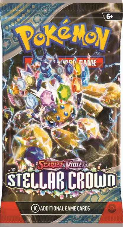 Pokemon Trading Card Game Booster Pack from Stellar Crown expansion featuring Ace Spec cards