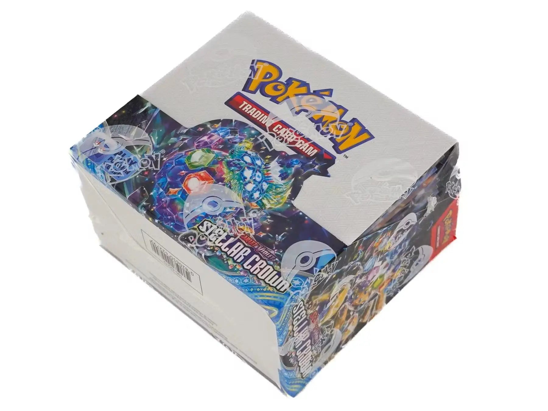 Sealed Pokémon Scarlet & Violet Stellar Crown Booster Box with colorful artwork