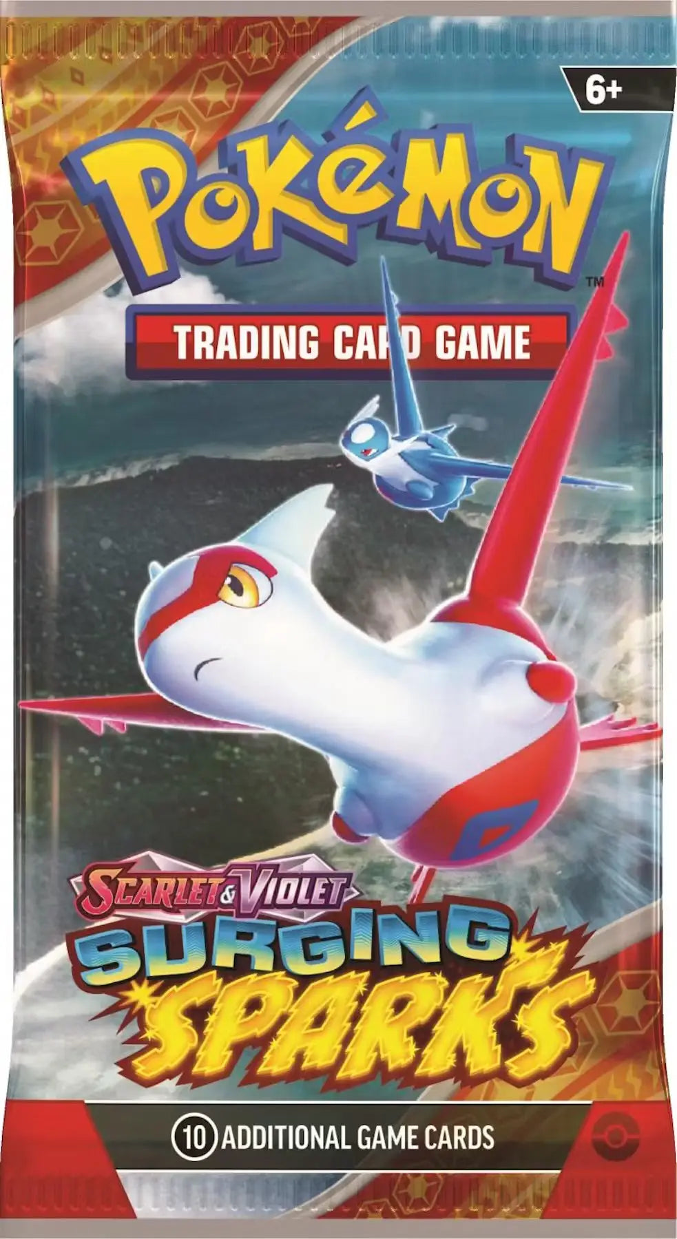 Pokemon Sword & Shield Burning Sparks booster pack from Pokemon Scarlet & Violet Surging Sparks box