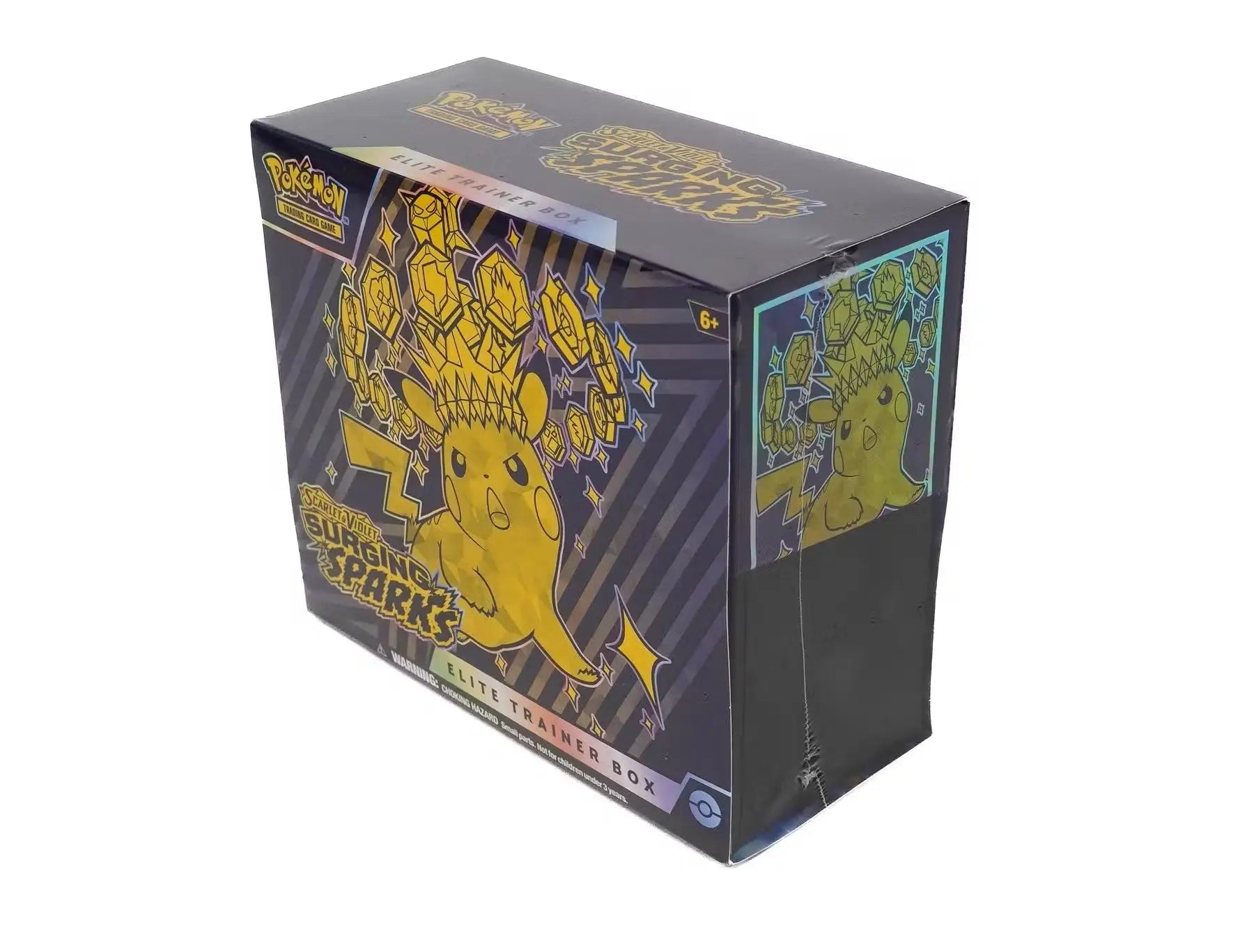 Pokemon Scarlet & Violet Surging Sparks Elite Trainer Box with Pikachu packaging