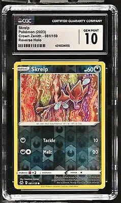 Graded Pokémon Skrelp card English CGC 10 from Crown Zenith collection 2023