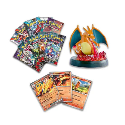 Charizard figure featuring in Pokémon TCG Super-Premium Collection with card packs