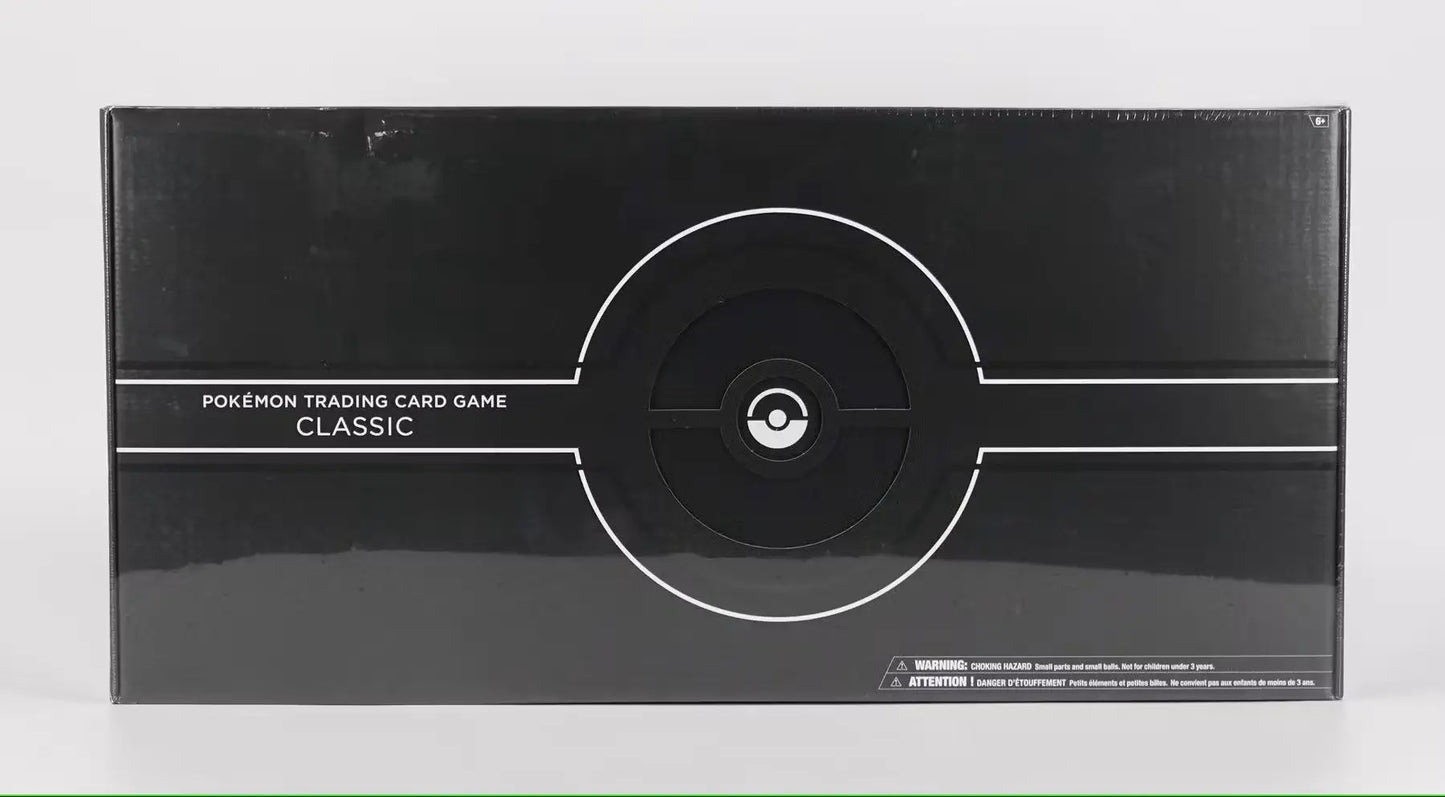 Minimalist black and white Pokémon trainer arena with Poké Ball for Pokemon Trading Card Game