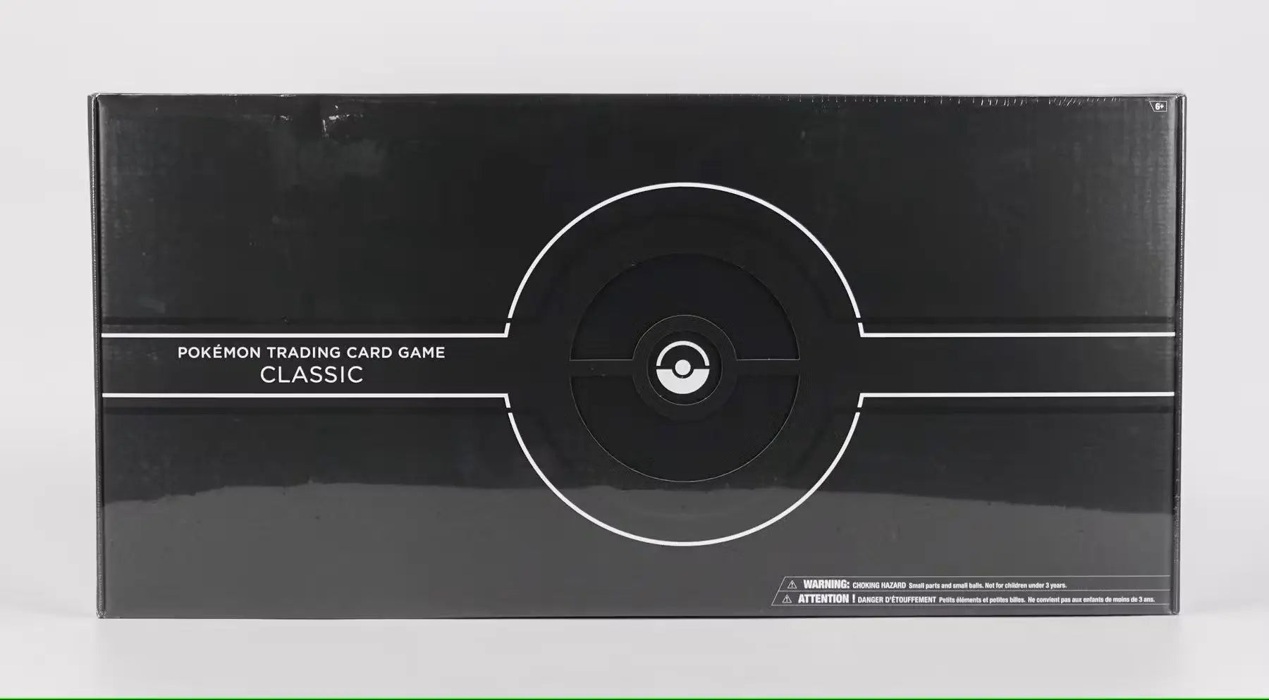 Minimalist black and white Pokémon trainer arena with Poké Ball for Pokemon Trading Card Game