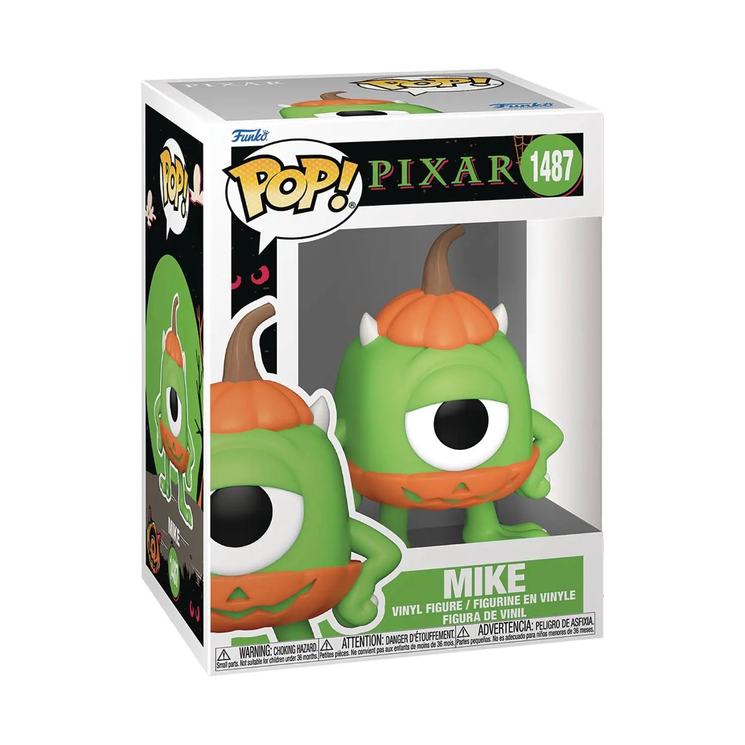 Funko Pop vinyl figure of Mike Wazowski in pumpkin costume from Disney Pixar Halloween