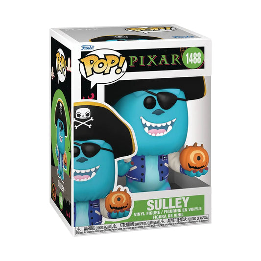 Funko Pop figure of Sulley as a pirate with sunglasses and pumpkin for Disney Pixar Halloween