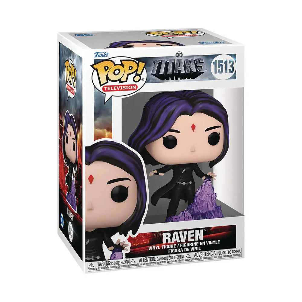 Vinyl figure of Raven from Teen Titans with purple energy effects in Pop TV Titans S1