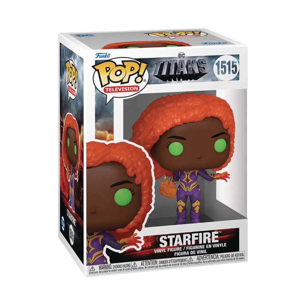 Starfire vinyl figure from Teen Titans with glowing eyes and vibrant red hair