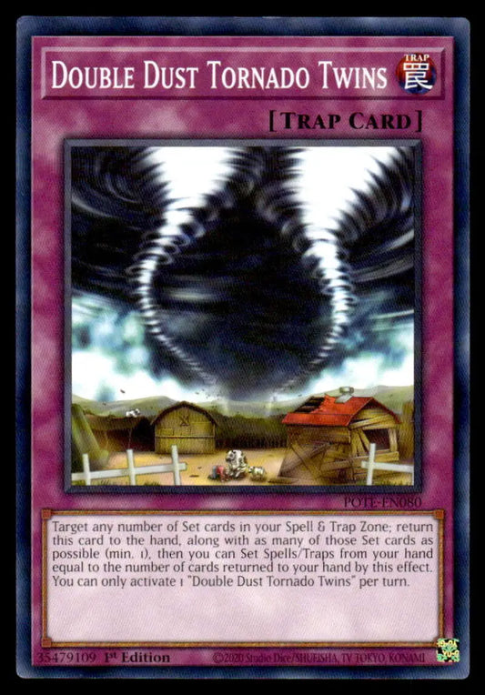 Two dark swirling tornadoes illustrating the Double Dust Tornado Twins from Yu-Gi-Oh