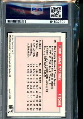 ProCards Pedro Martinez #244 Autographed Rookie PSA Auto 10 baseball card display