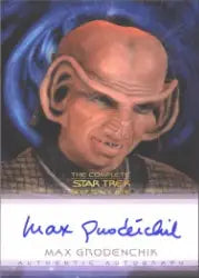 Alien character with large ears from Star Trek on Max Grodenchik autograph card