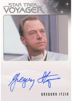 Autographed Gregory Itzin trading card featuring Dr. Dysek from Star Trek Voyager