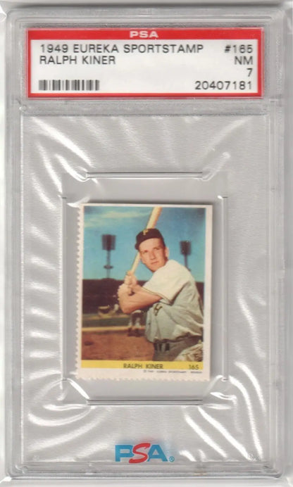 PSA-graded 1942 Eureka Sportstamp baseball card in holder, perfect for single cards collectors