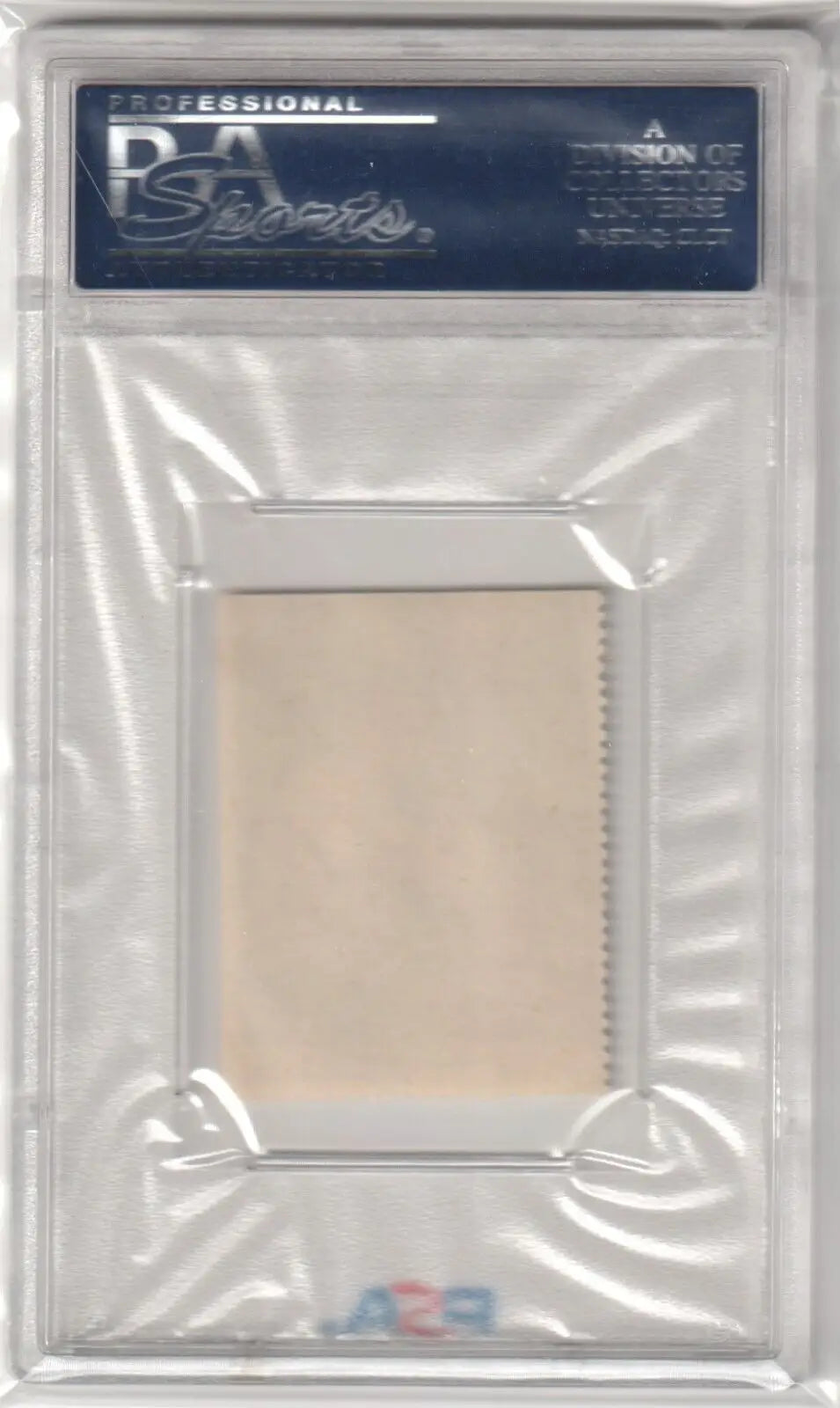 Clear plastic PSA card holder with a blank card inside for single cards from Columbia Hobby