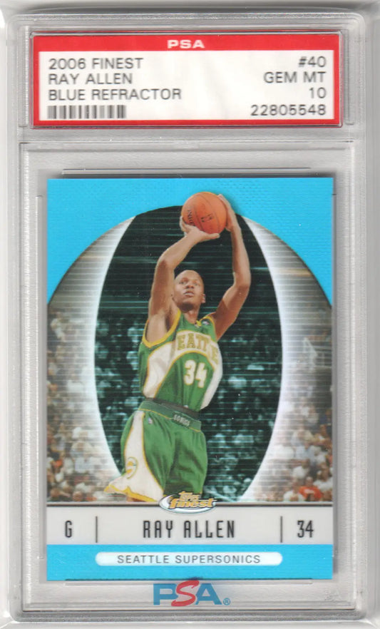 RAY ALLEN 2006-07 Topps Finest #40 Blue Refractor #/299 PSA 10 GEM MINT - Graded Sports Cards