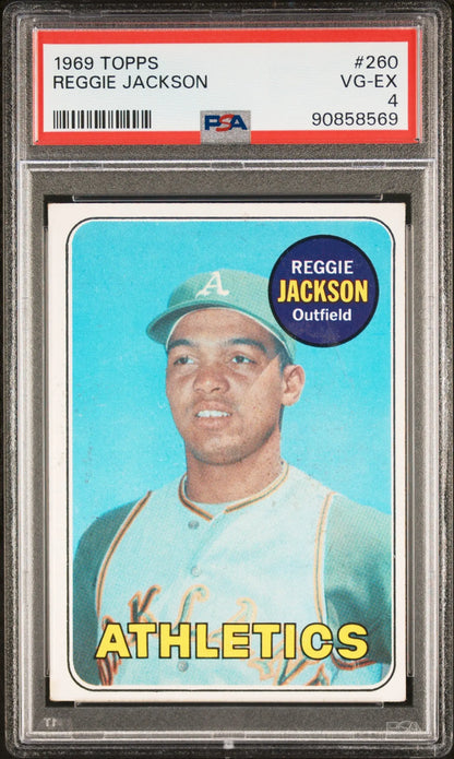 Reggie Jackson 1969 Topps #260 PSA 4 VG-EX baseball card in protective holder