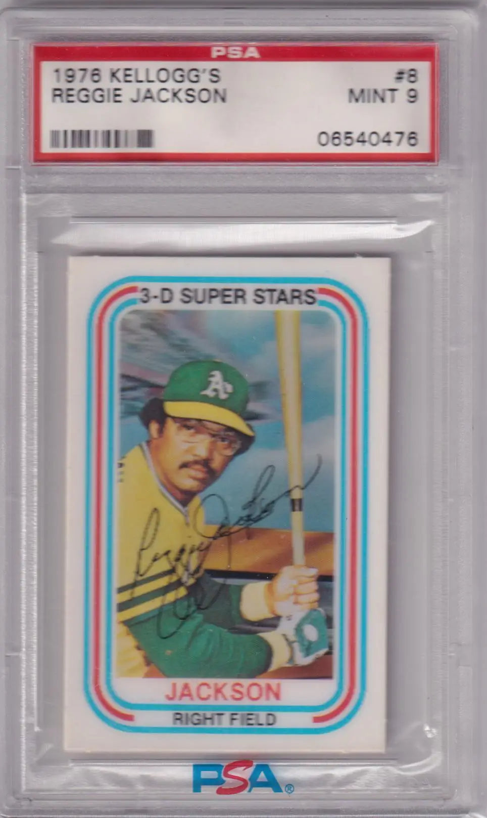 PSA-graded Reggie Jackson 1976 Kellogg’s Baseball Card featuring Athletics player