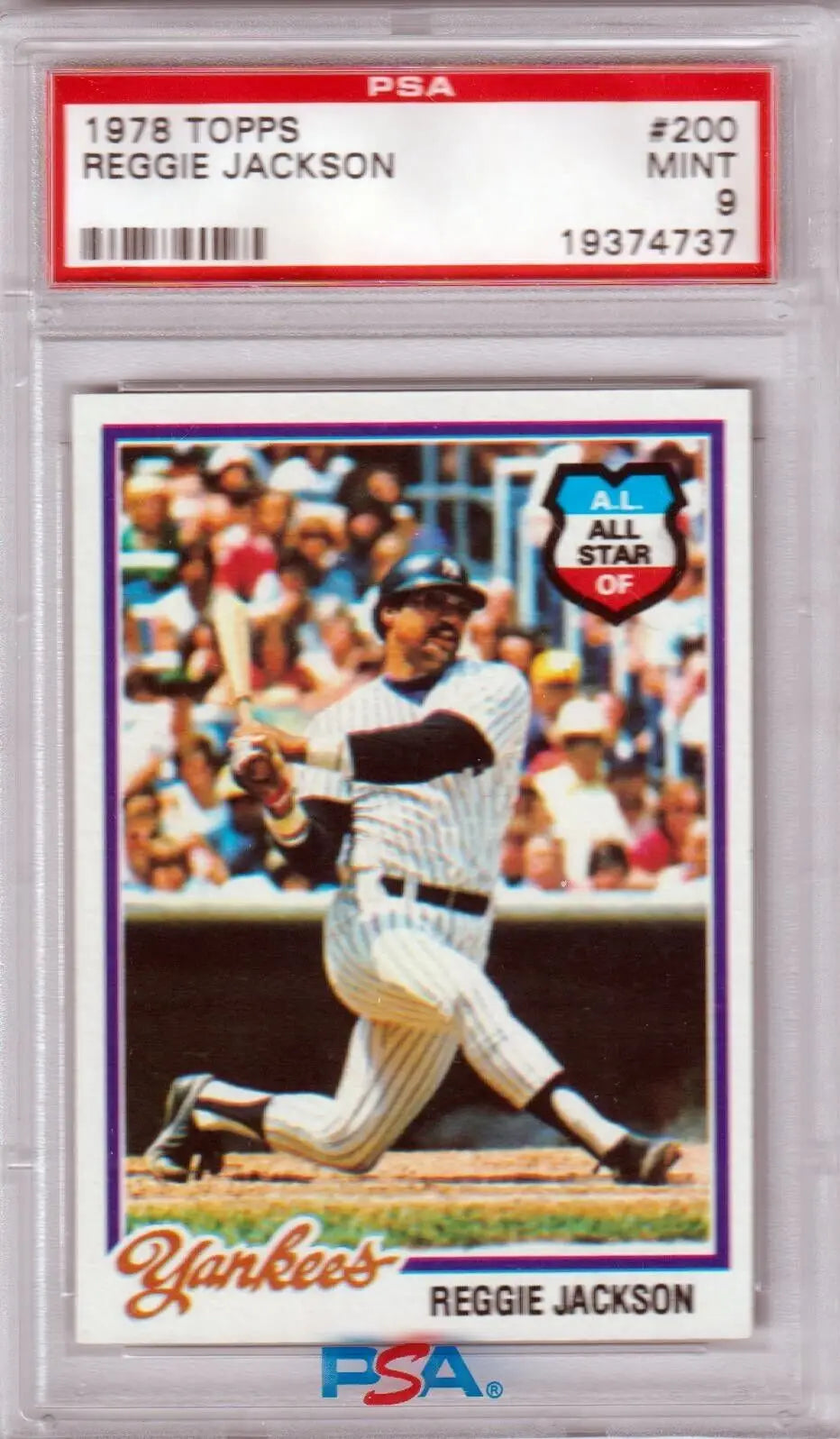 PSA-graded 1978 Topps Reggie Jackson Yankees card at bat, Columbia Hobby single cards