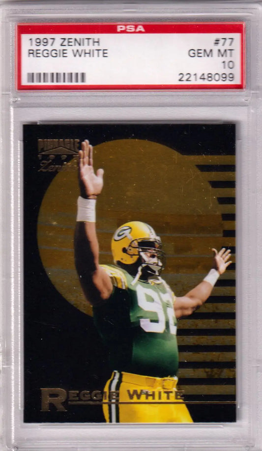 PSA 10 GEM MINT Reggie White 1997 Pinnacle Zenith football card, Green Bay Packers #92