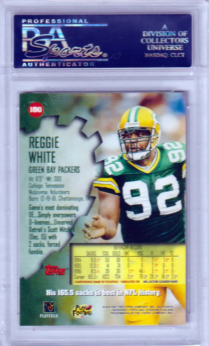 PSA-graded Reggie White 1997 Topps Stadium Club #100 GEM MINT football card - Packers