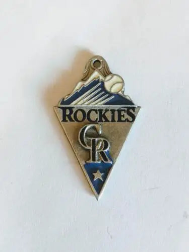 Colorado Rockies pewter pendant featuring original gloss mountain peak logo and CR monogram