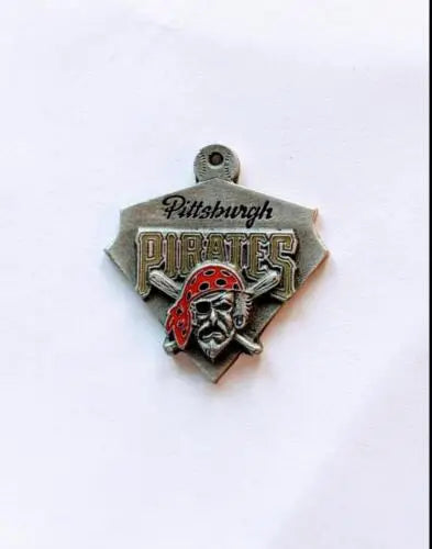 Pittsburg Pirates pewter pendant featuring pirate skull and crossed bats logo charm