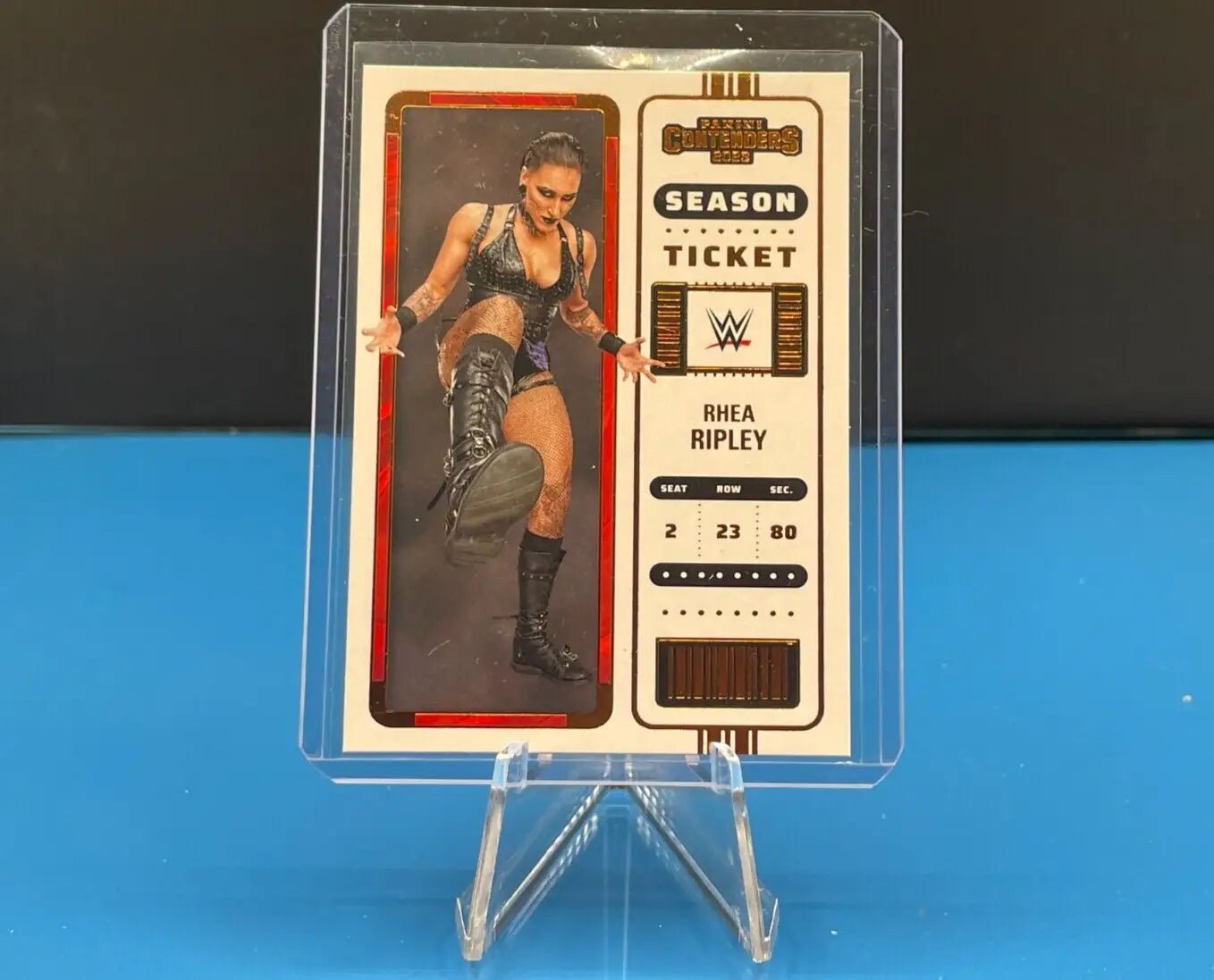 Rhea Ripley Chronicles WWE Contenders Bronze Parallel Season Ticket Card Image