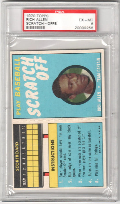 PSA-graded RICH ALLEN 1970 Topps Scratch-Offs trading card in protective holder with blue background