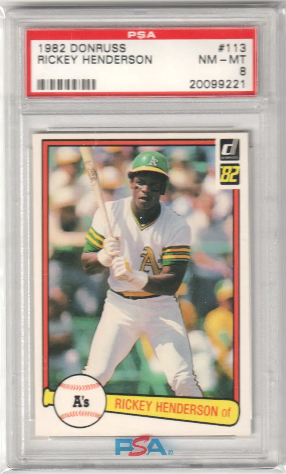 Graded 1982 Donruss Rickey Henderson baseball card for Columbia Hobby trading cards