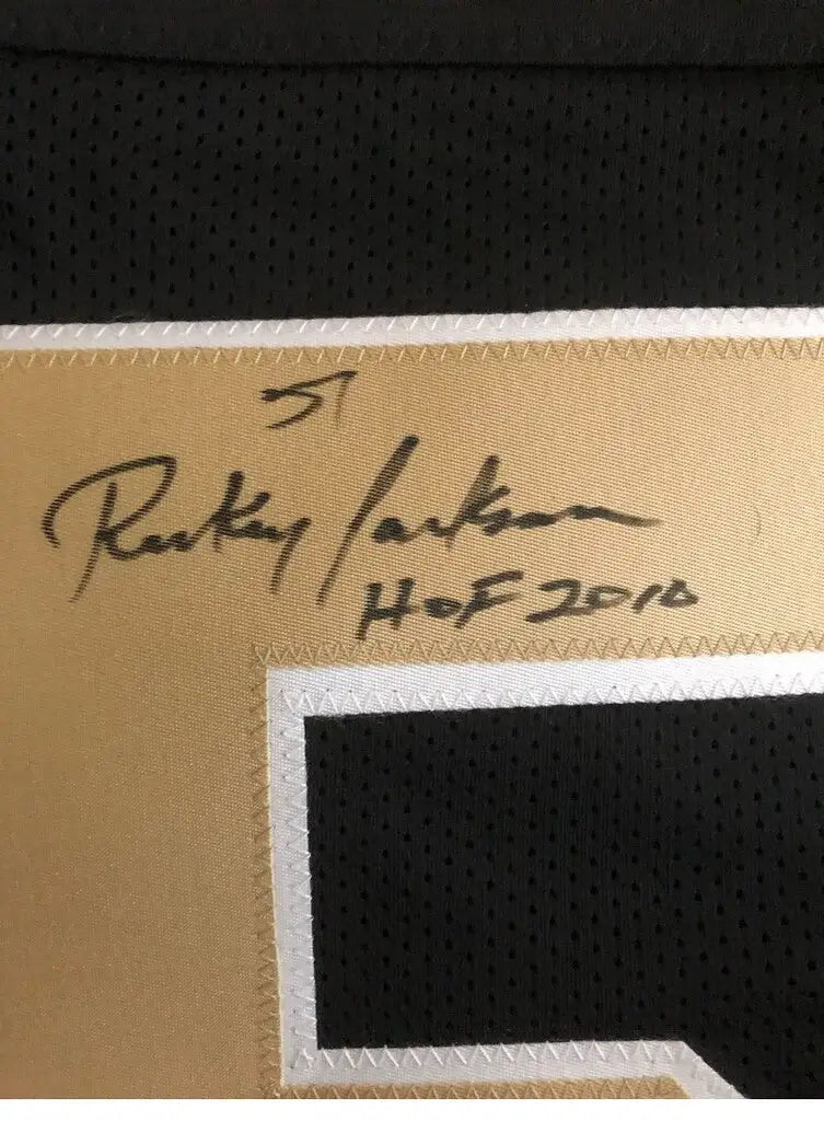 Rickey Jackson autographed New Orleans Saints jersey signature HOF 2010 on surface